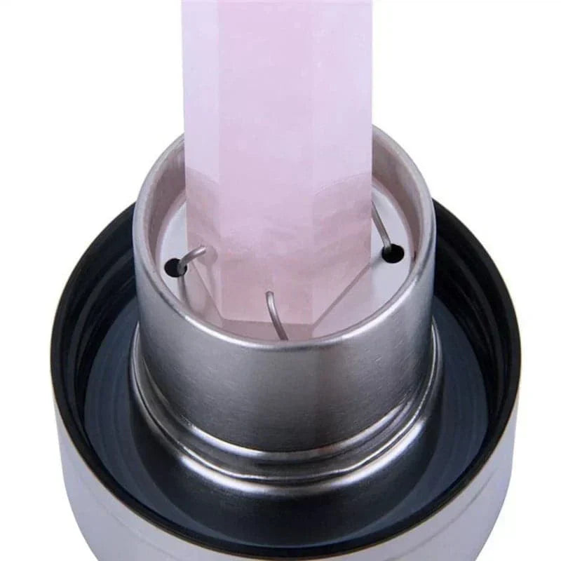Botella de agua con incrustación de cuarzo rosa y morado