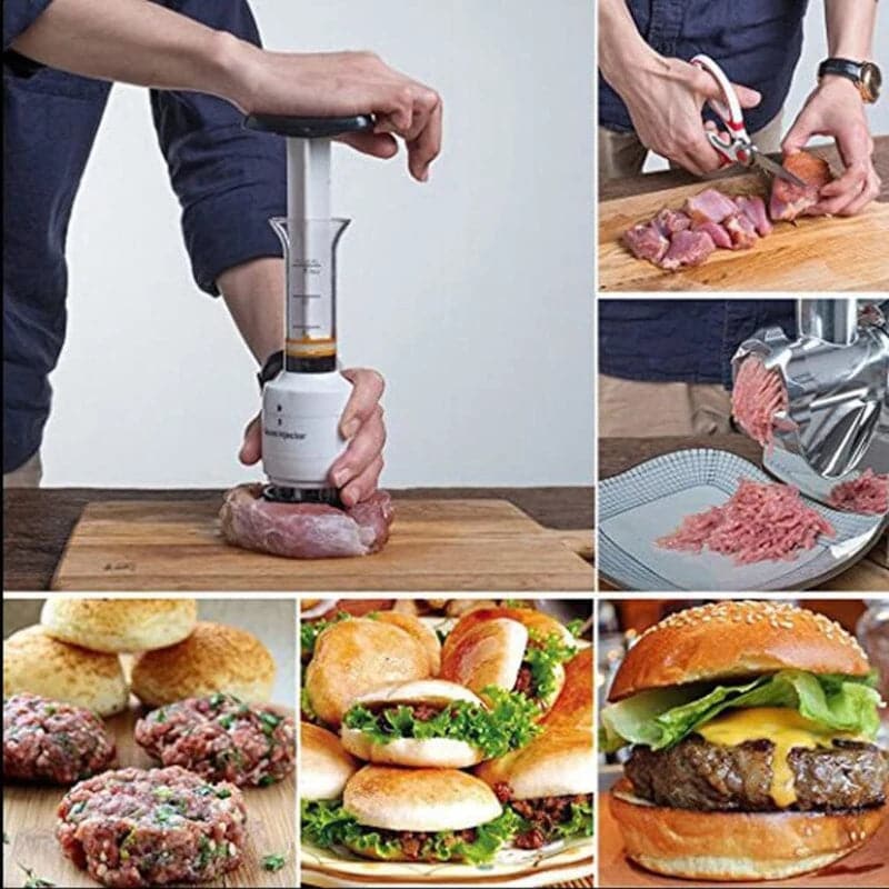 Inyector de salsas sazonador y ablandador para carnes 2 en 1