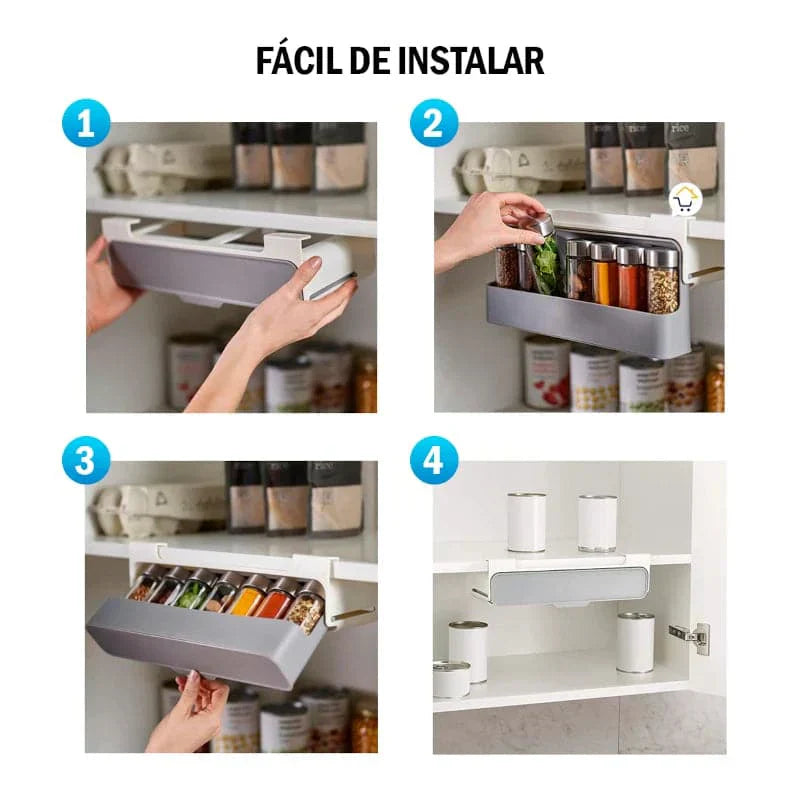 Organizador de especies con soporte para repisa