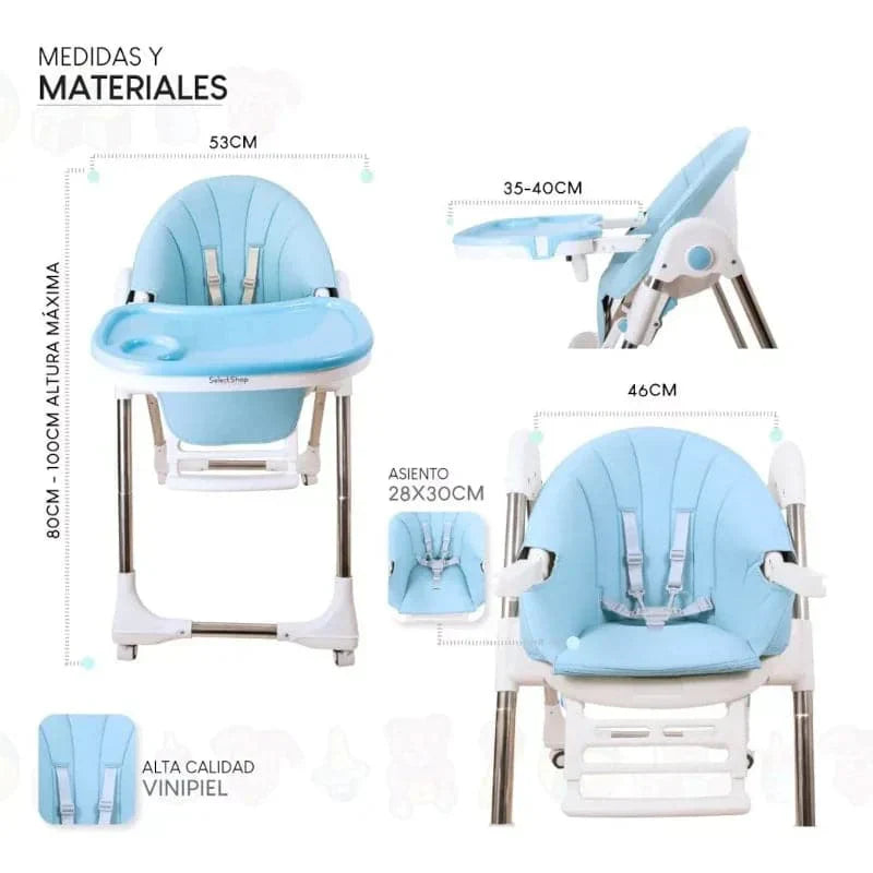 Silla comedor para bebe multifuncional acolchada y plegable