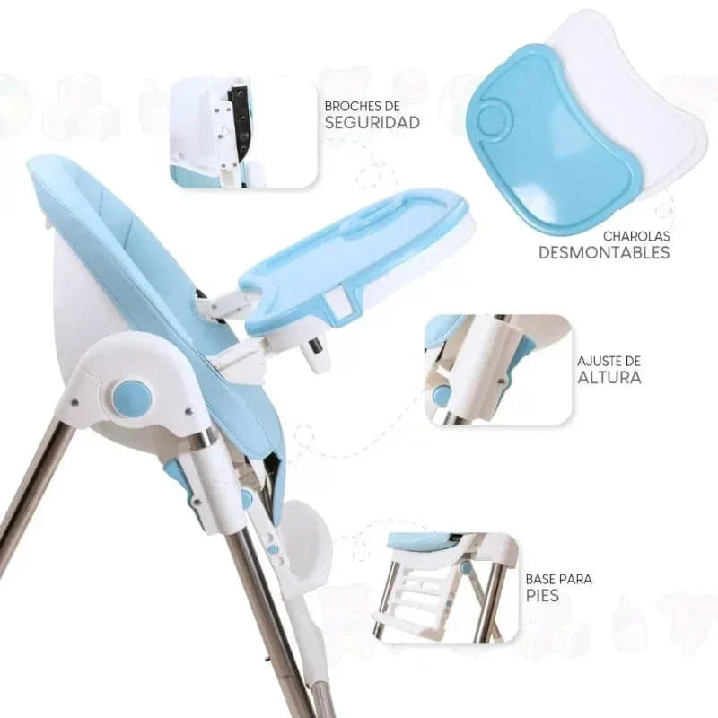 Silla comedor para bebe multifuncional acolchada y plegable
