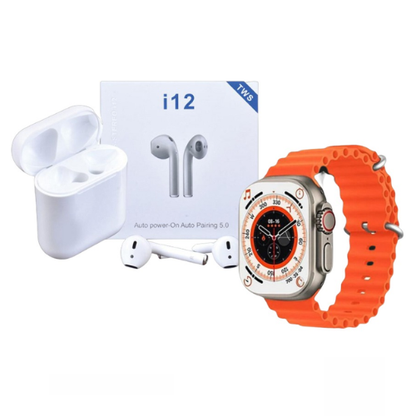 Combo Reloj Ultra 8 + Audifonos i12 (EW)