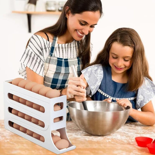 Soporte organizador de huevos para nevera y estante de 4 pisos