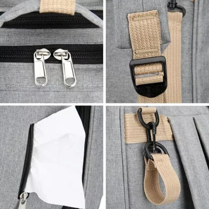Bolso pañalera multiusos plegable con cuna cambiador de bebe