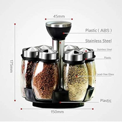 Juego de 6 frascos giratorios de botellas para condimentos