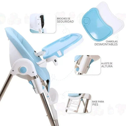 Silla comedor para bebe multifuncional acolchada y plegable