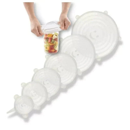 Set de 6  tapas de silicones elástica para tasa de verduras