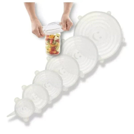 Set de 6  tapas de silicones elástica para tasa de verduras